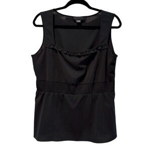 Madison Studio‎ Square Ruffle Neck Career Tank Black Size Large